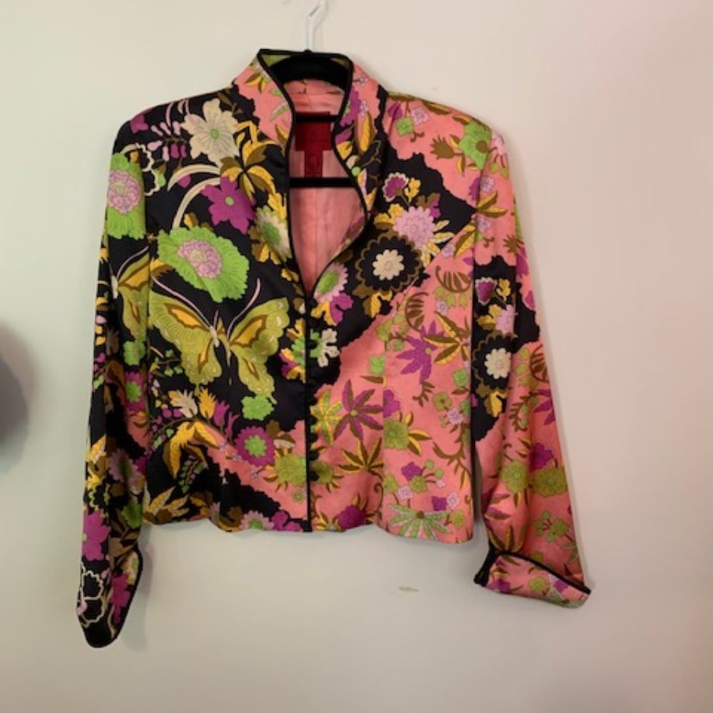 JS Collection FLoral Jacket w/ Mandarin Collar